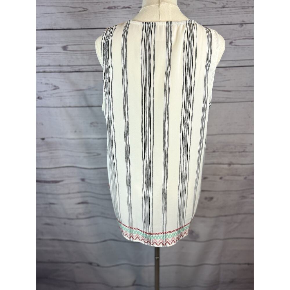 Savanna Jane Embroidered Striped Top Women Large Boho Floral Smocked Blouse - Picture 5 of 7